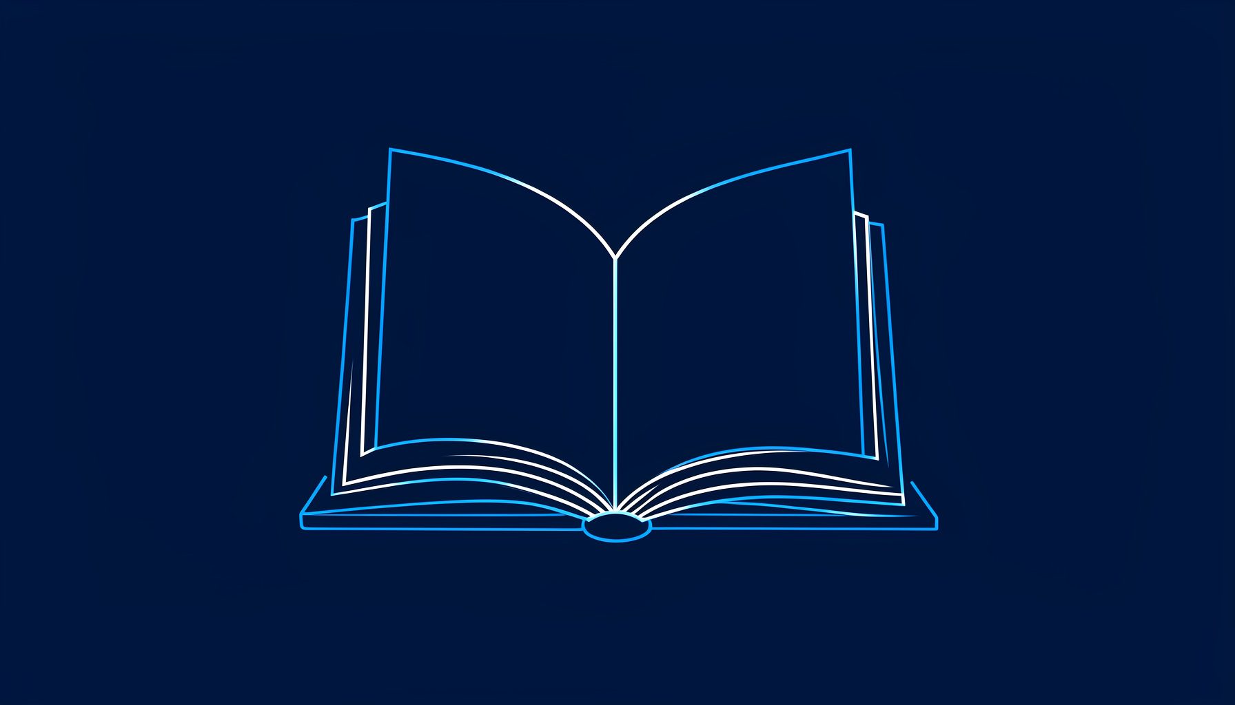 Минималистичная графика: силуэт раскрытой книги на тёмно-синем фоне с тонкими белыми линиями, создающими ощущение тишины