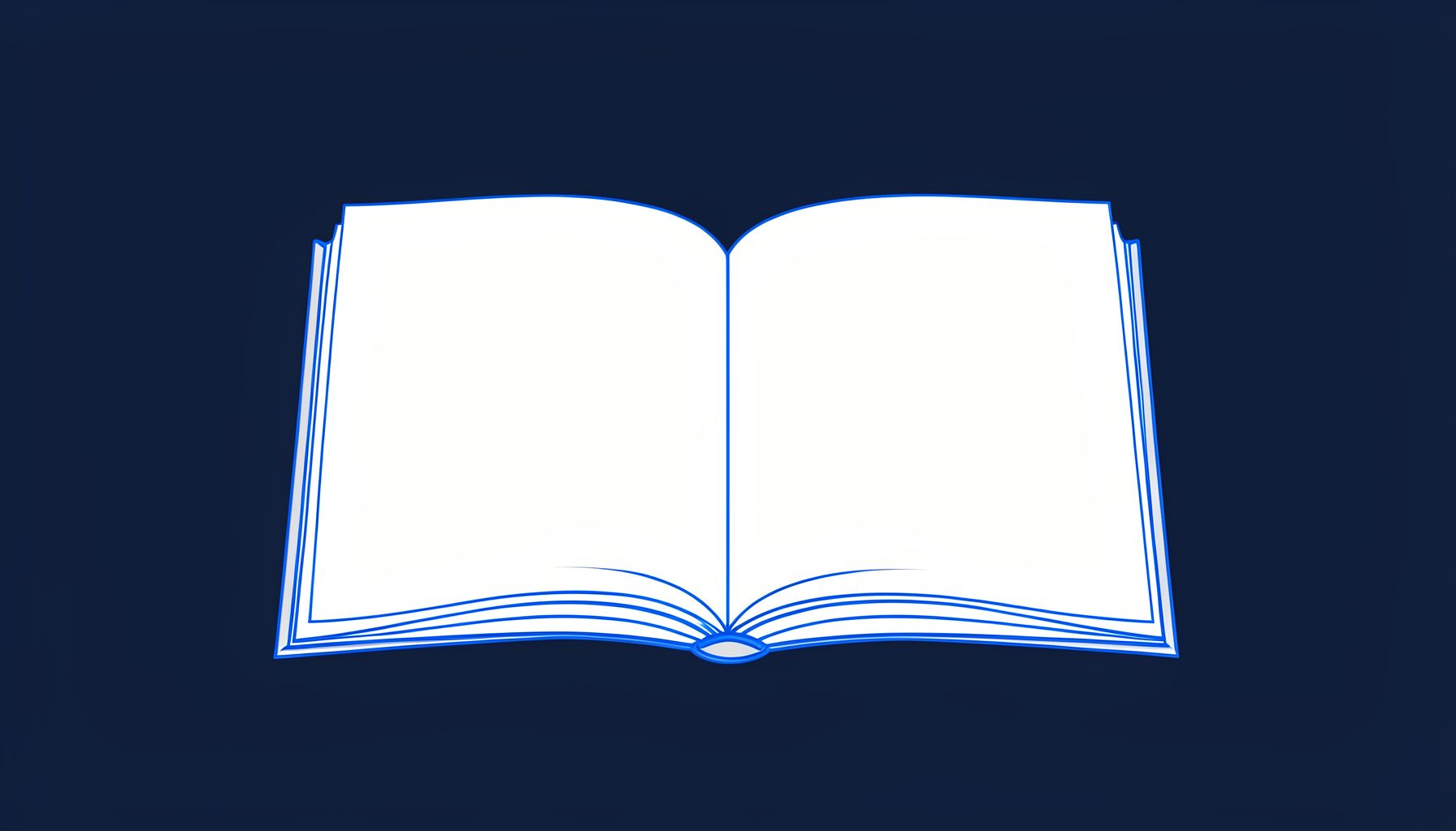 Минималистичная линейная иллюстрация раскрытой книги на фоне тёмно-синих и серых теней, создающая сдержанное и вдумчивое настроение